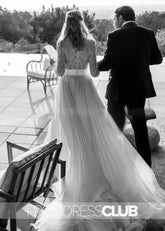 Mag |Long White Wedding Dresses Near Me With Luxurious Lace Beading Long Sleeves A - Line Pleated Tulle - Price #price_variant_lowest# - White - PromDressClub